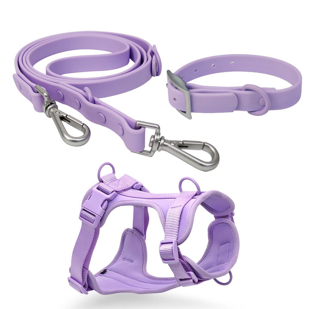 Dogs and Cats Boutique 11 Purple / L / Set Pet Collar Anti-fouling Bite Dog Leash Set Waldonex (To Get Done)