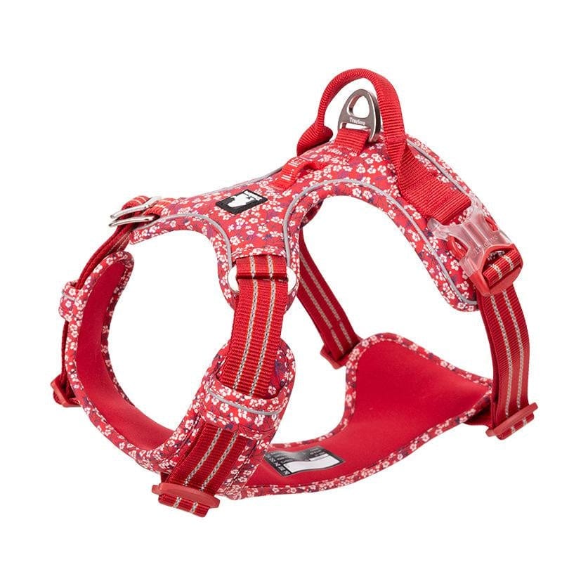 Dogs and Cats Boutique 11 Red / XS Pet Dog's Chest Strap Floral Explosion-proof Punching Traction (To Get Done)