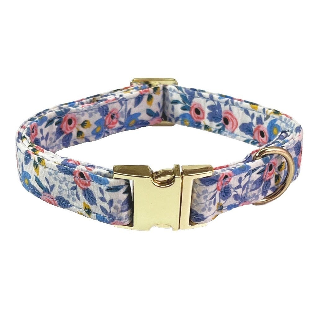 Dogs and Cats Boutique 12 Collar A light blue / L Pet Lettering Collar Metal Floral Collar Hand Holding Rope Medium Large Dog Leash (To Get Done)