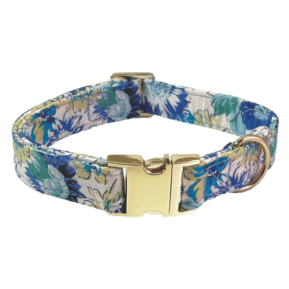 Dogs and Cats Boutique 12 Collar A Sky Blue / L Pet Lettering Collar Metal Floral Collar Hand Holding Rope Medium Large Dog Leash (To Get Done)