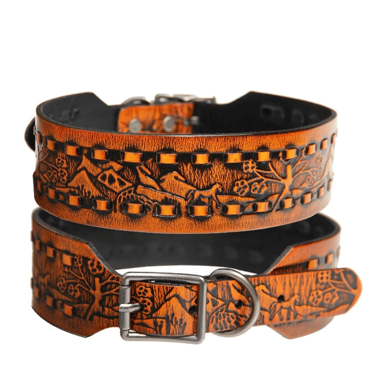 Dogs and Cats Boutique 12 Orange / L Pet Collar Personality Rivets Large Dog Dog Suit Traction Collar (To Get Done)