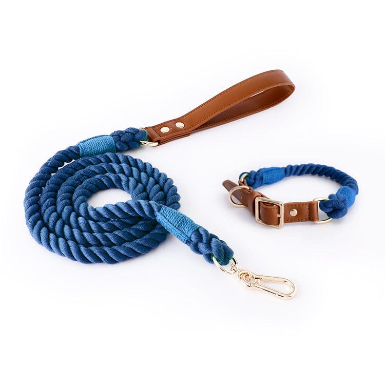 Dogs and Cats Boutique 12 Suit Navy / L Woven Cotton Rope Leather Pet Dog Collar Suit (To Get Done)