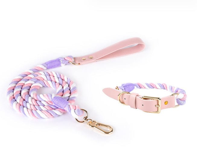 Dogs and Cats Boutique 12 Unicorn suit1 / L Woven Cotton Rope Leather Pet Dog Collar Suit (To Get Done)