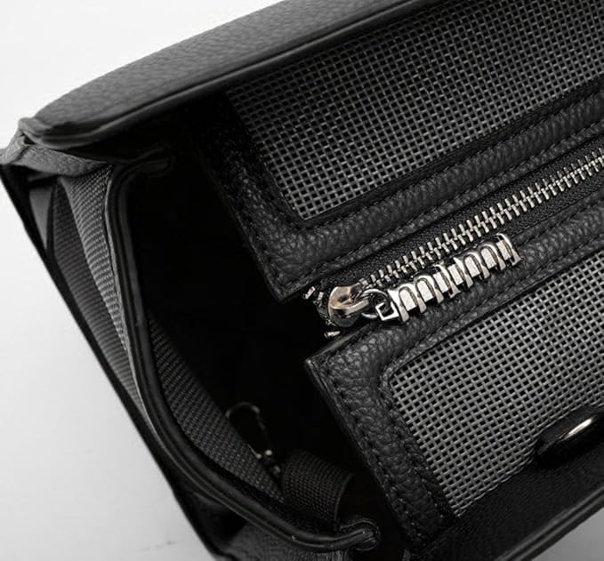 Dogs and Cats Boutique 13 Black PU Geometric Pet Outdoor Portable Breathable Mesh Cat Bag (To Get Done)