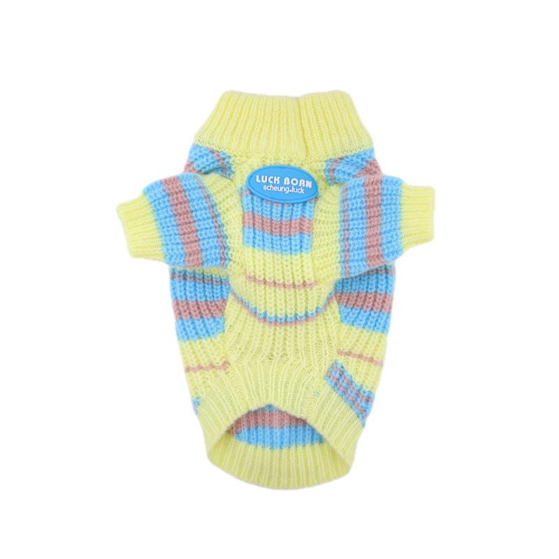 Dogs and Cats Boutique 6 Blue And Yellow Stripes / L Dog Clothes Pet Clothes Autumn And Winter Jarre Aero Bull Schnauzer Bichon Maltese Xi Shi Small Sweater (To Get Done)