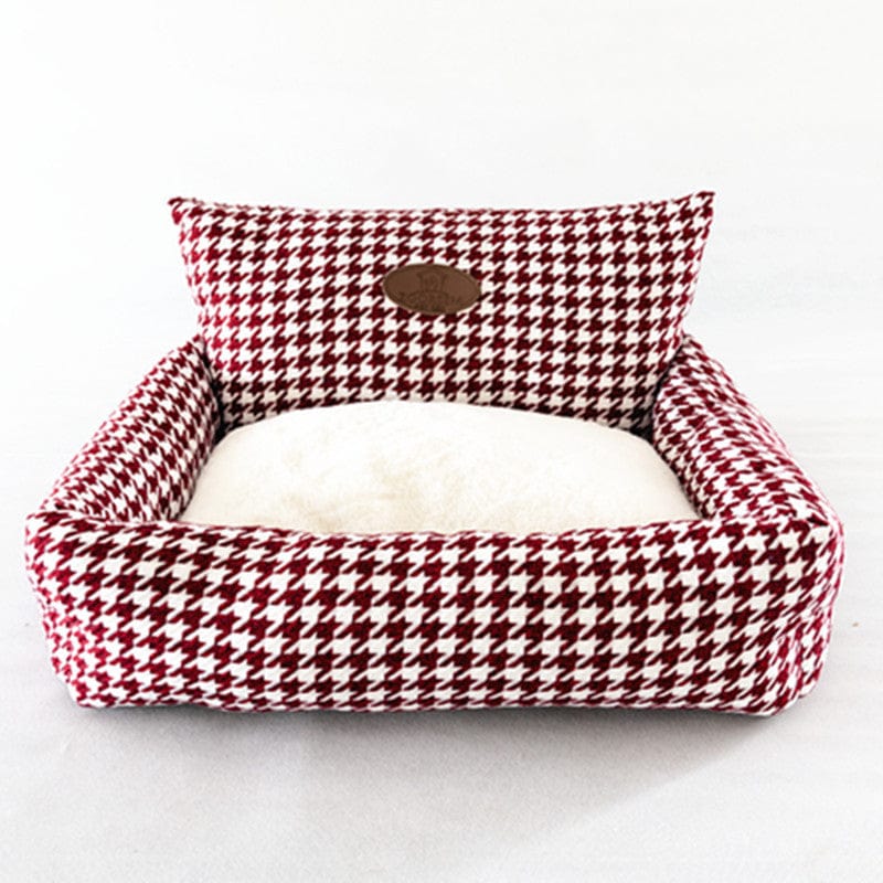 Dogs and Cats Boutique 9 Wine Red / S Fabric Houndstooth Sofa Cat Litter Removable And Washable (To Get Done)