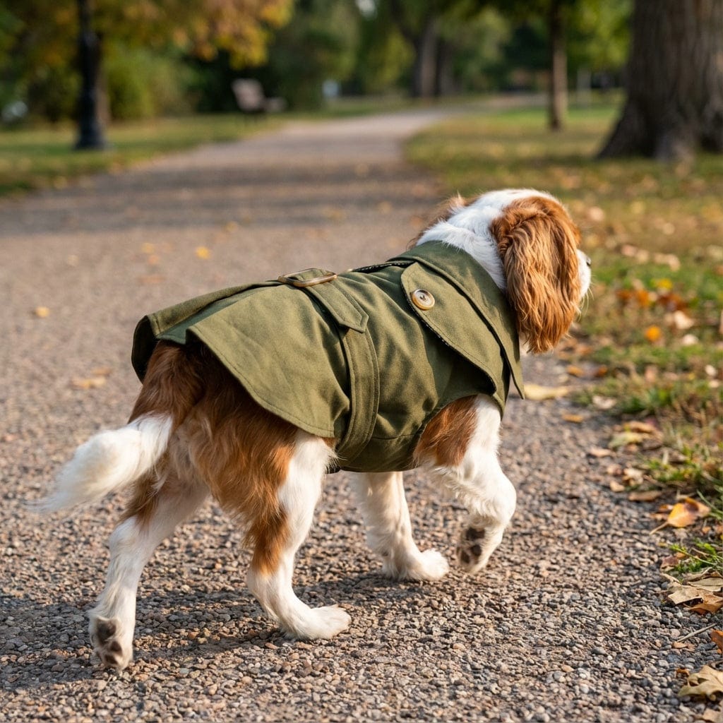 Dogs and Cats Boutique fall-winter-coats Green / S Button Belted Dog Coat