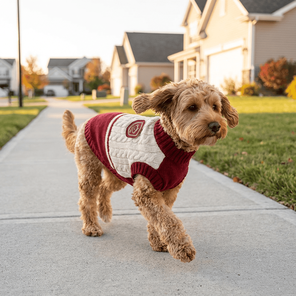 Dogs and Cats Boutique fall-winter-sweaters Dark Red / S ChicPaws Preppy Dog Sweater