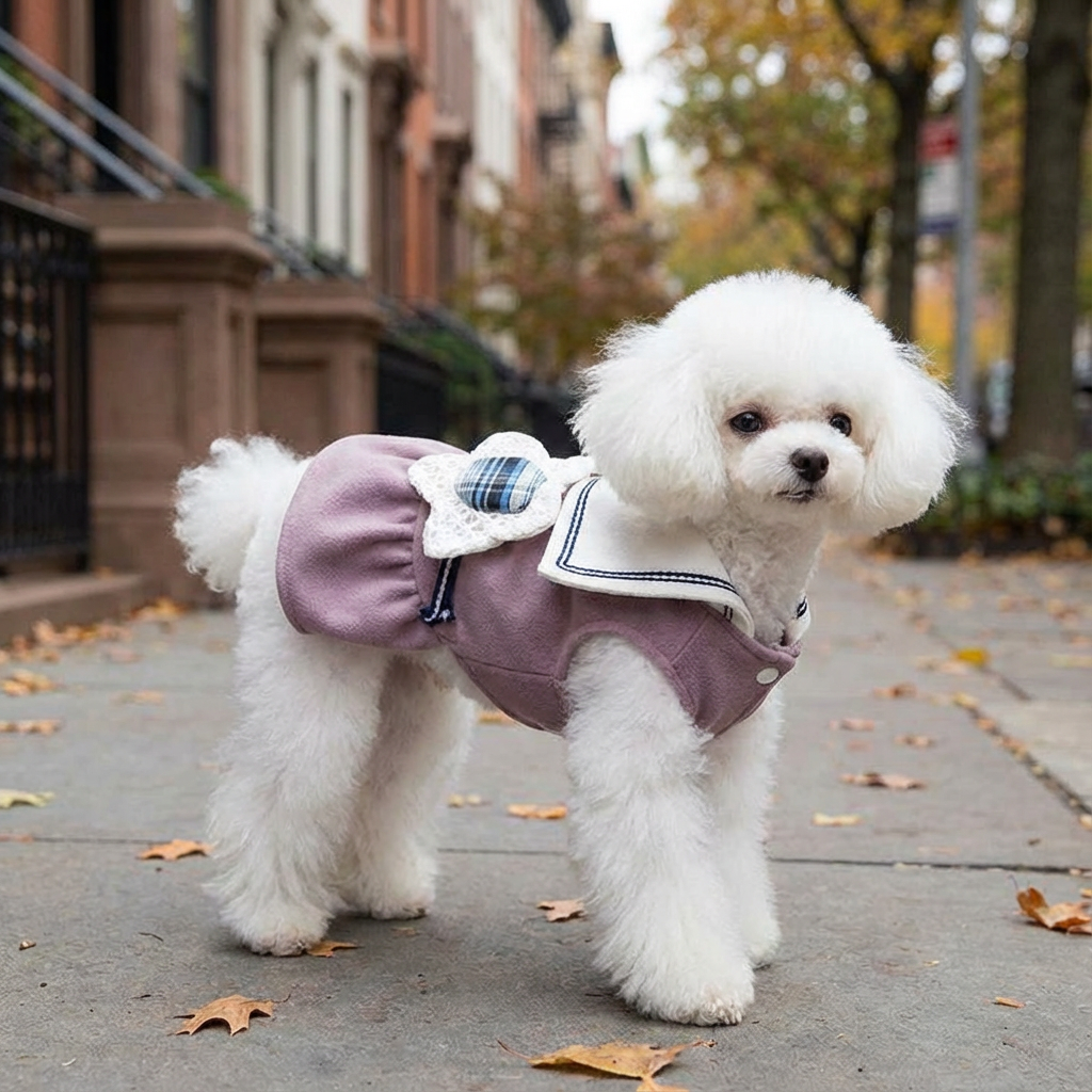 Big Flower Lapel Dog Dress