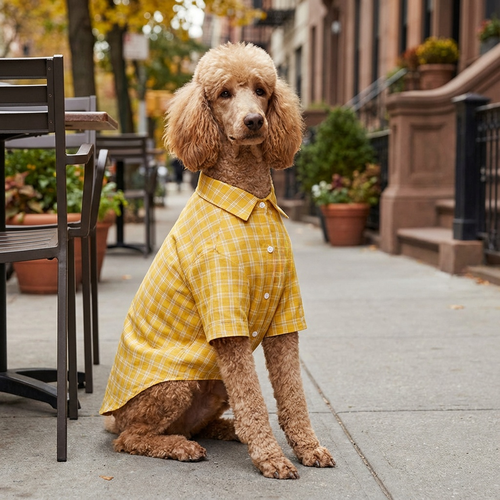 Smile Embroidered Plaid Dog Shirt