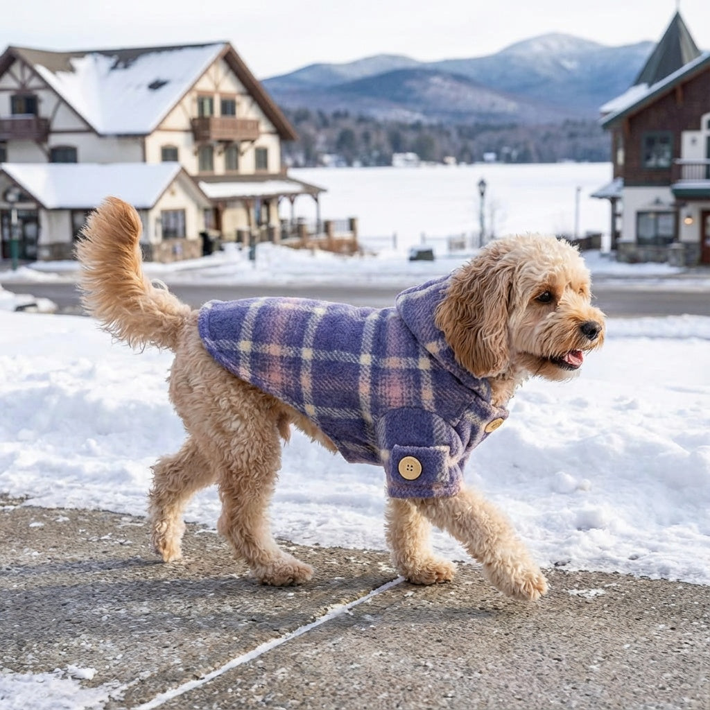 Furtastic Hooded Plaid Dog Coat