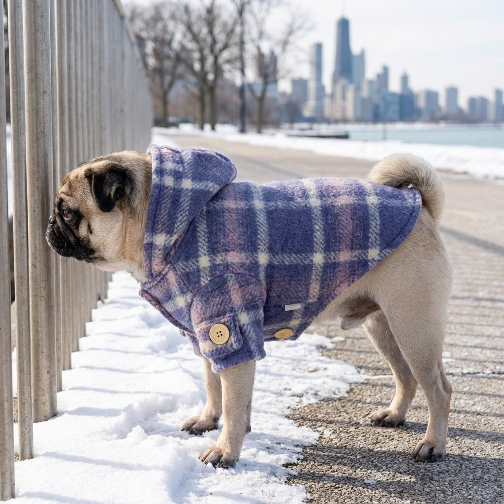Furtastic Hooded Plaid Dog Coat