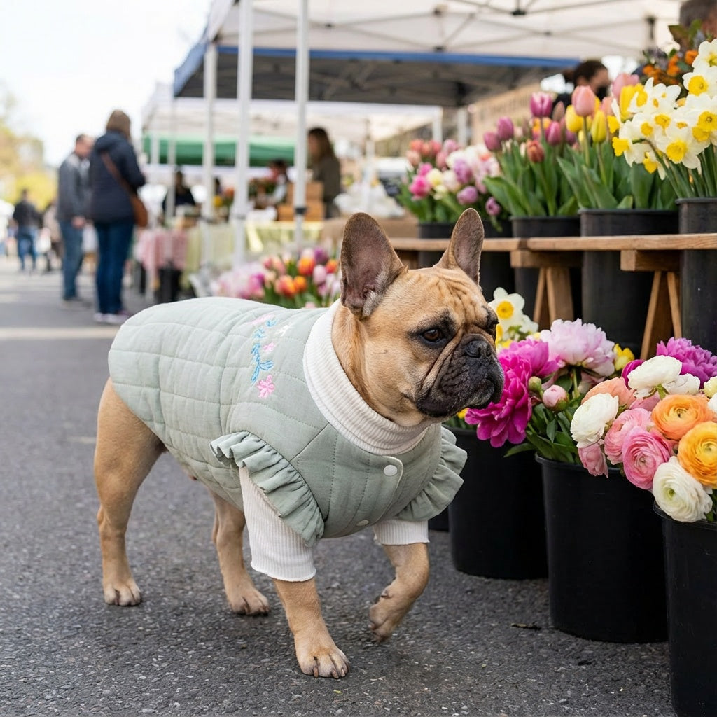 Quilted Embroidered Floral Winter Coat