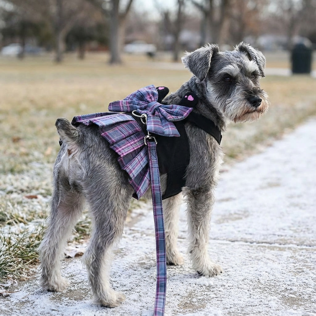 Bowknot Plaid Dog Harness Dress