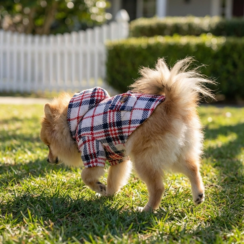 Plaid Hooded Dog Coat