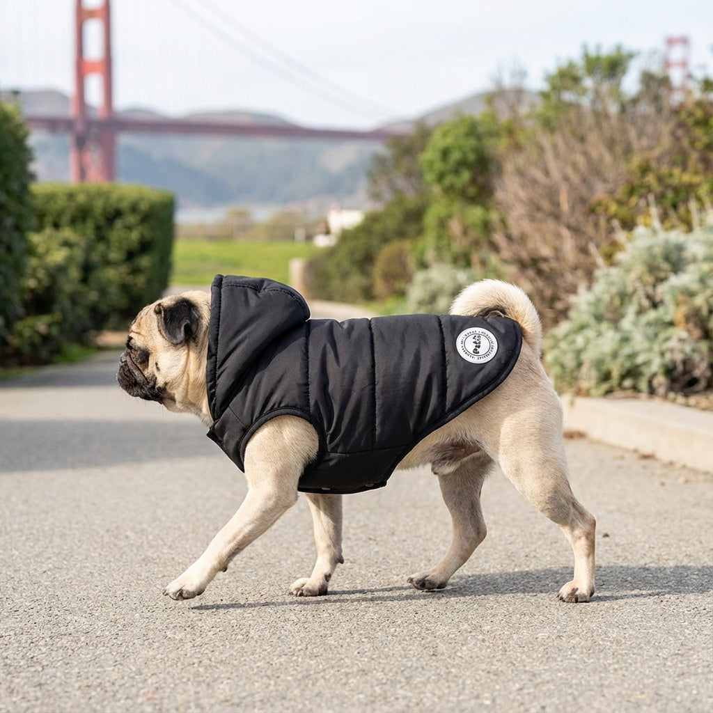Hooded Ribbed Warm Dog Jacket