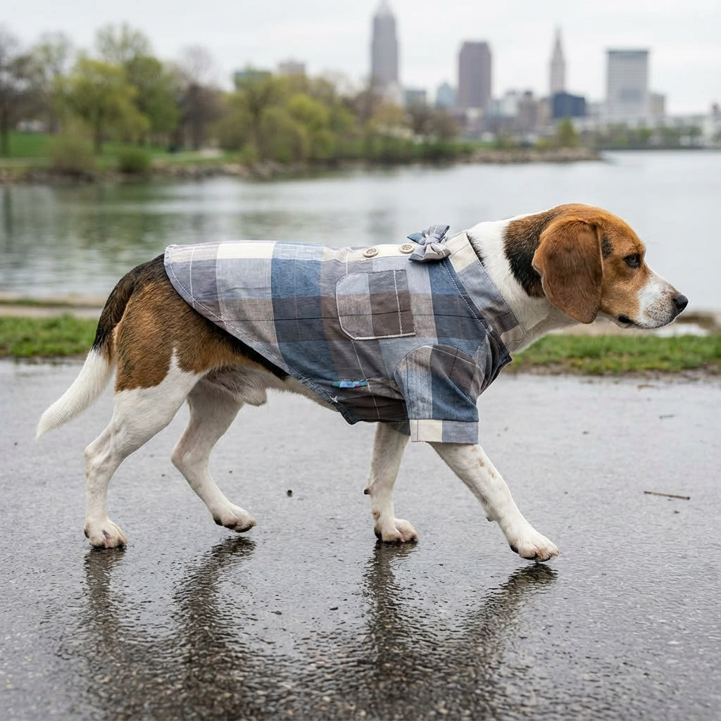 Plaid Bow Tie Stand Collar Shirt