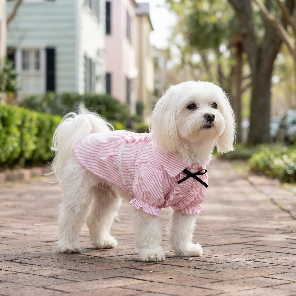 Bubble Sleeve Bow Tie Dog Shirt