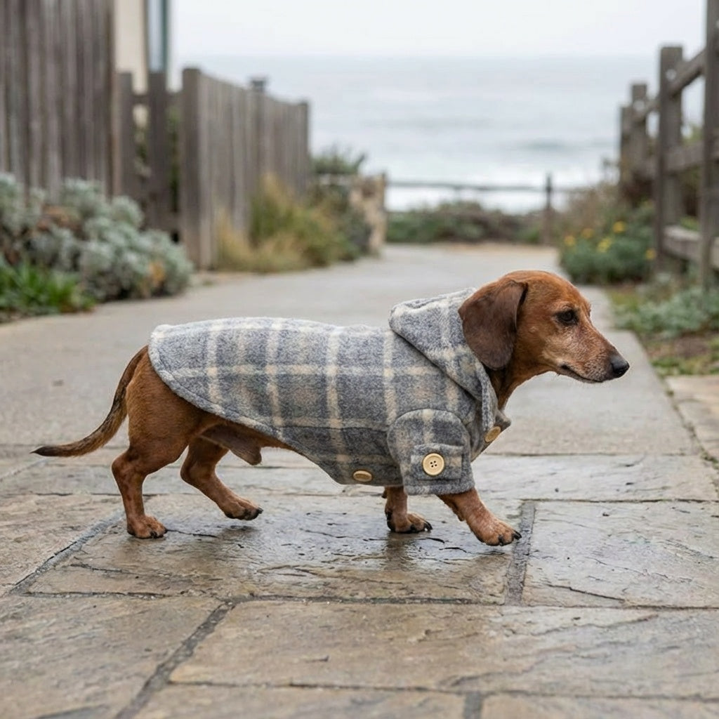 Furtastic Hooded Plaid Dog Coat