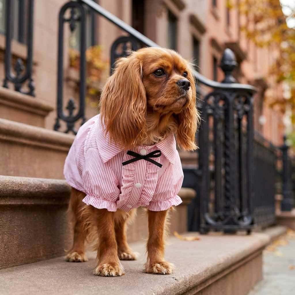Bubble Sleeve Bow Tie Dog Shirt