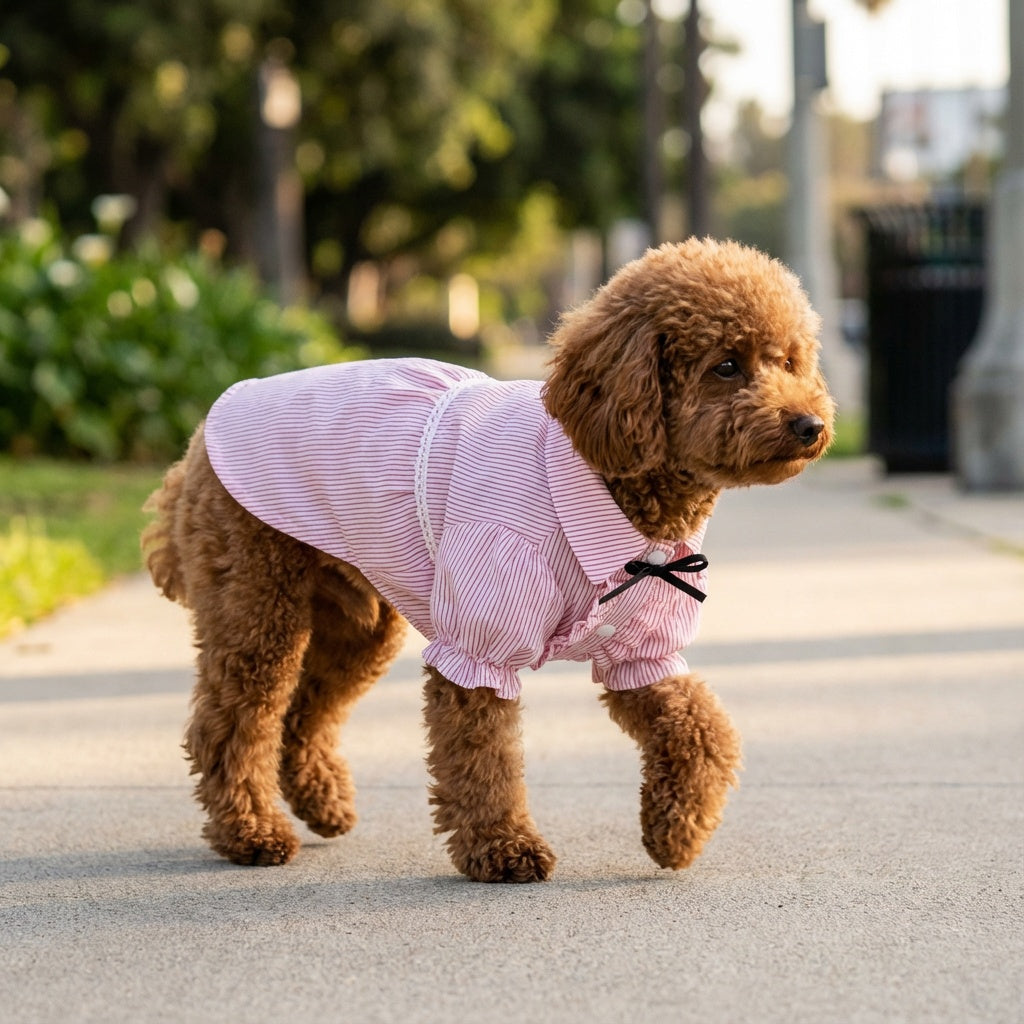 Bubble Sleeve Bow Tie Dog Shirt