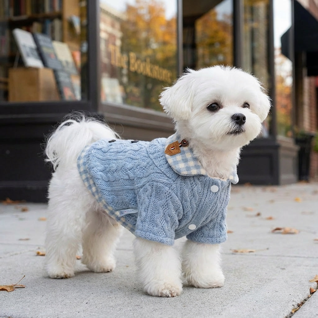 Woolen Plaid Dog Sweater