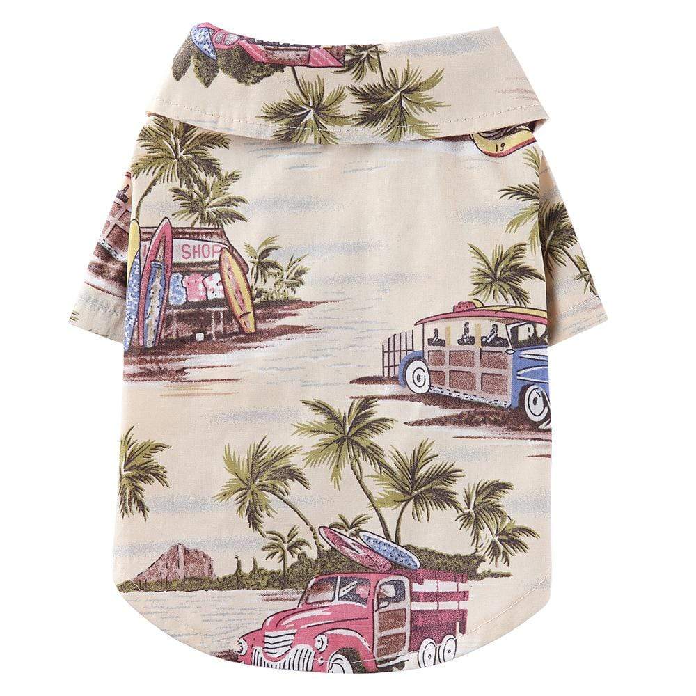 Dogs and Cats Boutique 3 Beige / S Hawaiian Print Beach Dog Shirt