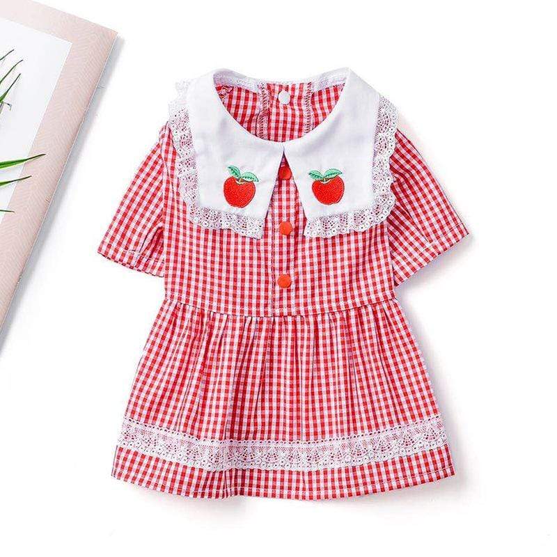 Dogs and Cats Boutique 3 Red / M Strawberry Embroidered Dog Dress