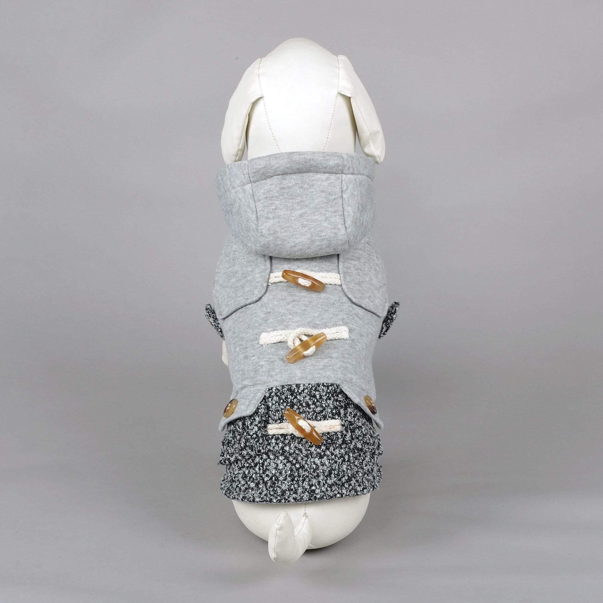 Dogs and Cats Boutique 5 Grey / Thin / XS Horn Button Hooded Coat