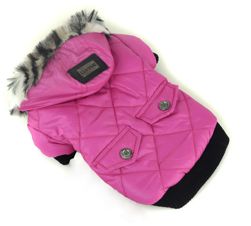 Dogs and Cats Boutique 5 Rose Red / L Fur Collar Pet Coat