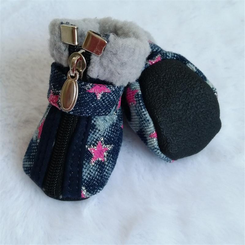Dogs and Cats Boutique 7 Pink Star / 1 Teddy VIP Denim Dog Shoes